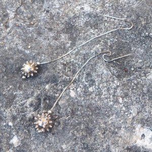 SOLD Sterling Silver 925 Threader Drop Earrings w/ Box Chain | Bauble Starburst